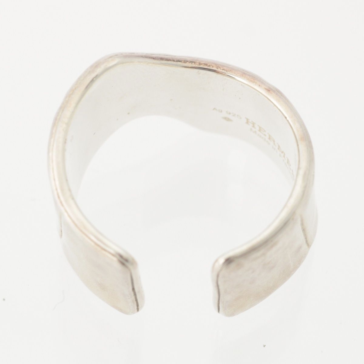 Hermes Memoire Croco Bamboo Pattern Ring Ali Silver — view 6