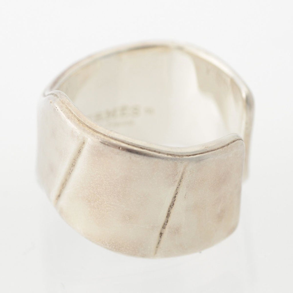 Hermes Memoire Croco Bamboo Pattern Ring Ali Silver — view 3