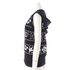 Chanel Cashmere Cotton CC Logo Clover Hoodie Knit Vest Top Black White 38 — view 3