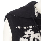 Chanel Cashmere Cotton CC Logo Clover Hoodie Knit Vest Top Black White 38 — view 6