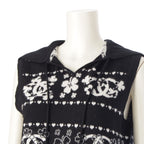 Chanel Cashmere Cotton CC Logo Clover Hoodie Knit Vest Top Black White 38 — view 5
