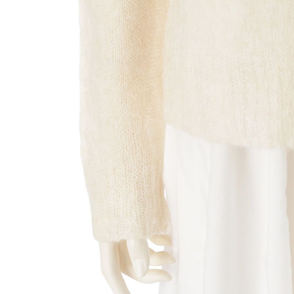 Dior Alpaca Silk Cashmere Collar Lace Sweater Knit Top White Black 36 — view 6