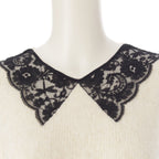 Dior Alpaca Silk Cashmere Collar Lace Sweater Knit Top White Black 36 — view 5