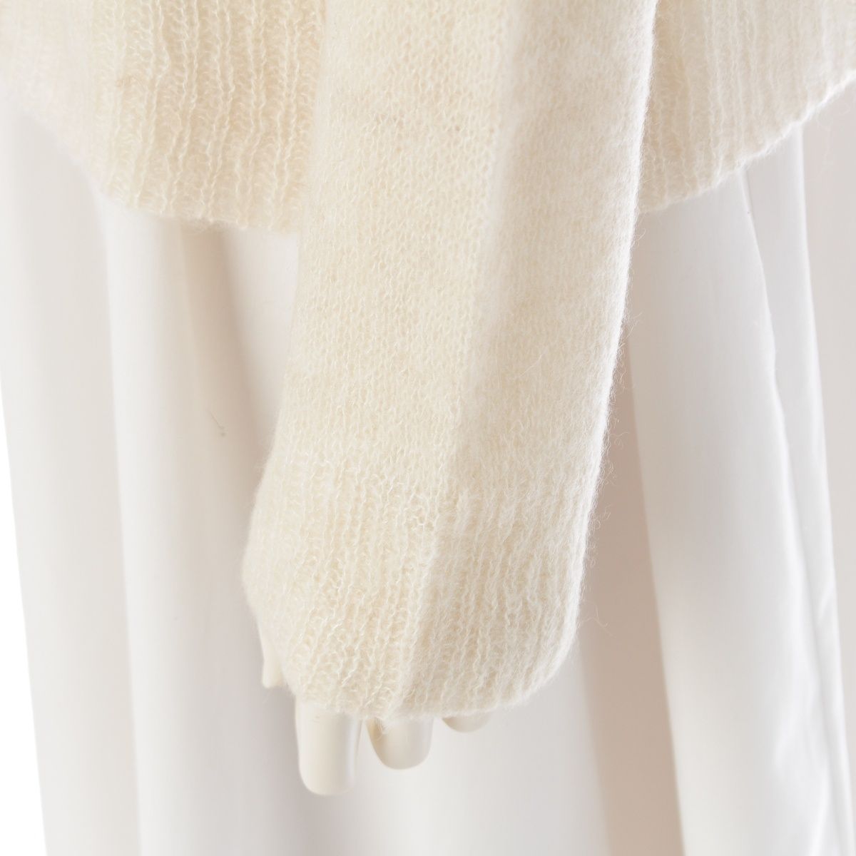 Dior Alpaca Silk Cashmere Collar Lace Sweater Knit Top White Black 36 — view 7