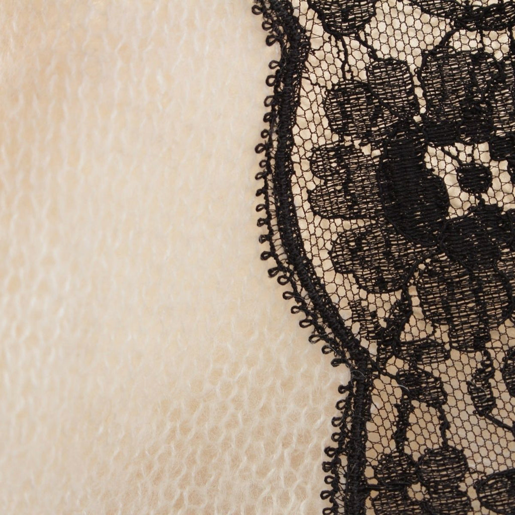 Dior Alpaca Silk Cashmere Collar Lace Sweater Knit Top White Black 36 — view 8