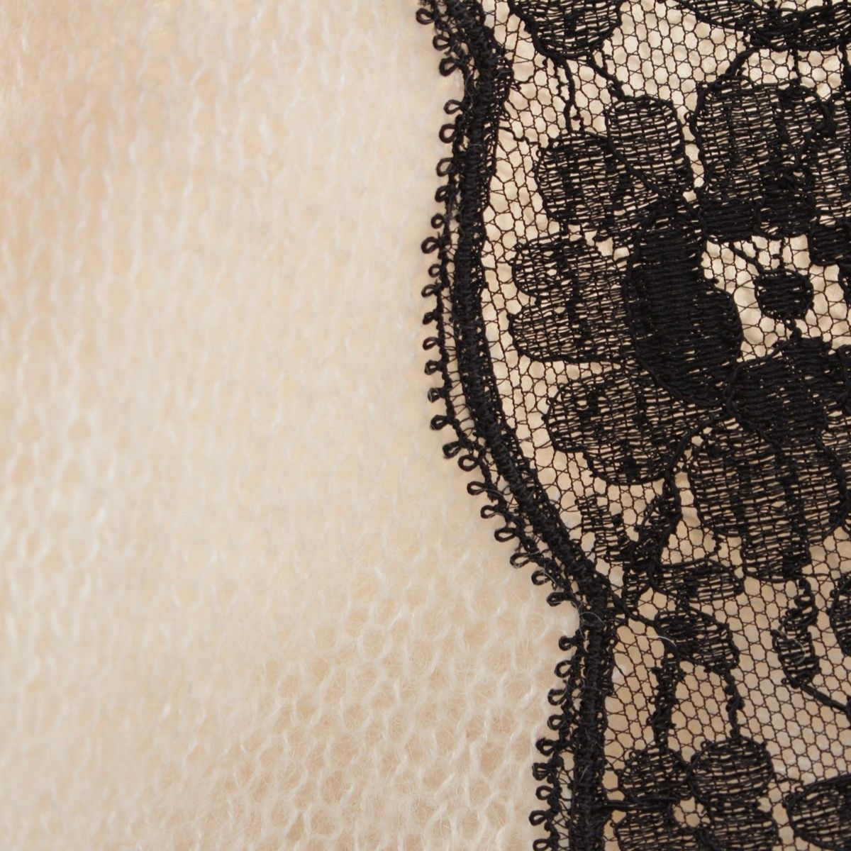 Dior Alpaca Silk Cashmere Collar Lace Sweater Knit Top White Black 36 — view 8