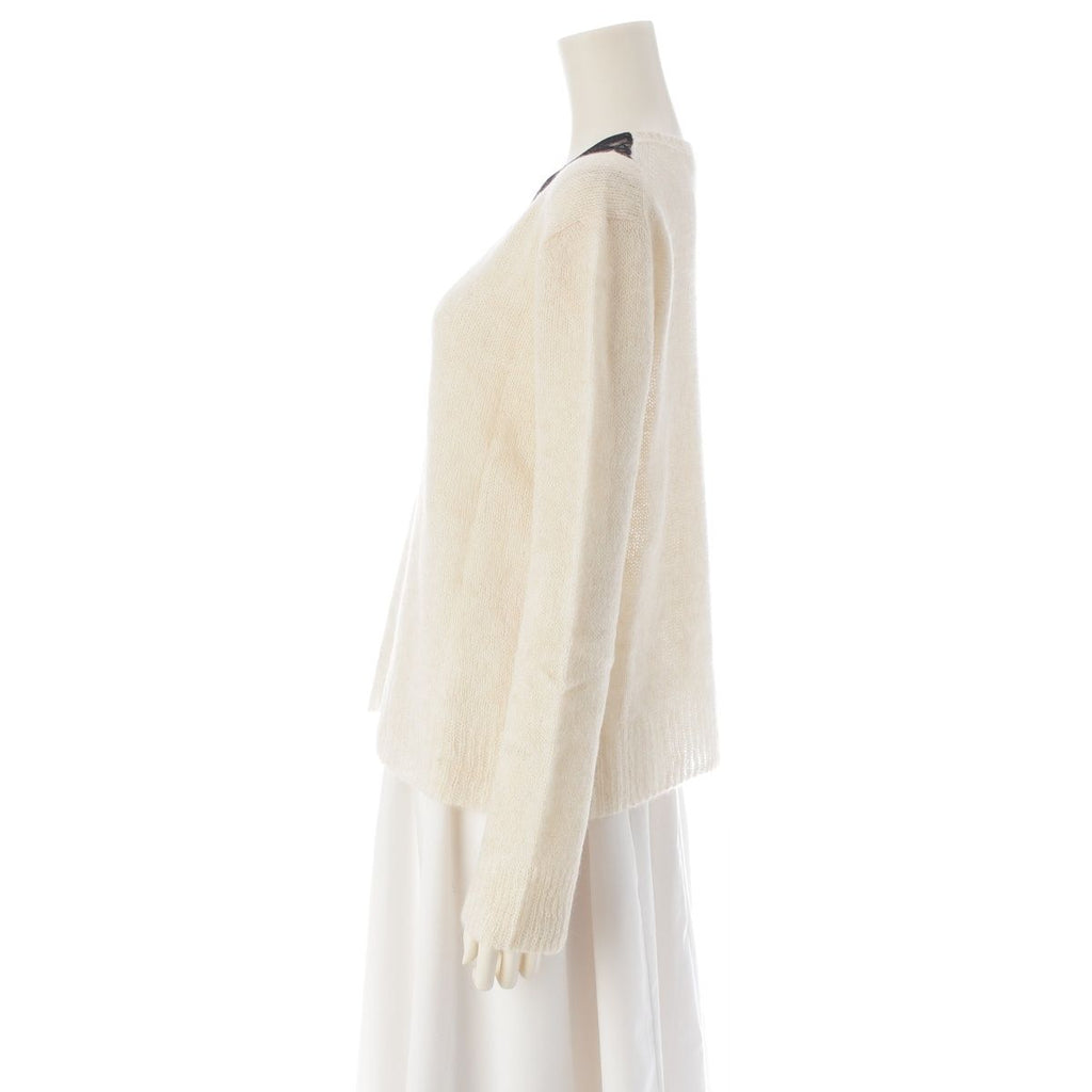 Dior Alpaca Silk Cashmere Collar Lace Sweater Knit Top White Black 36 — view 3