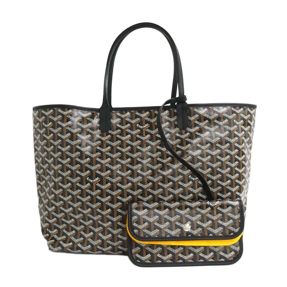 Goyard Saint Louis PM Black Tote Din Canvas Leather with Clip