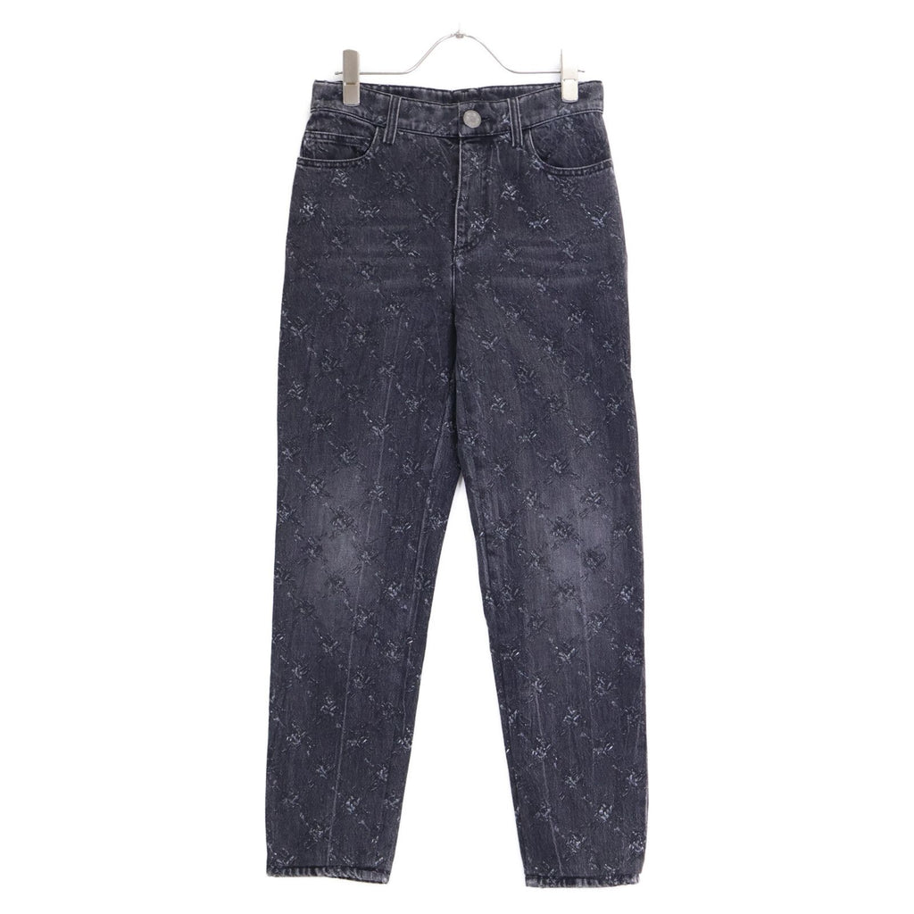 Chanel CC Logo Button Quilted Zip Fly Denim Pants 34