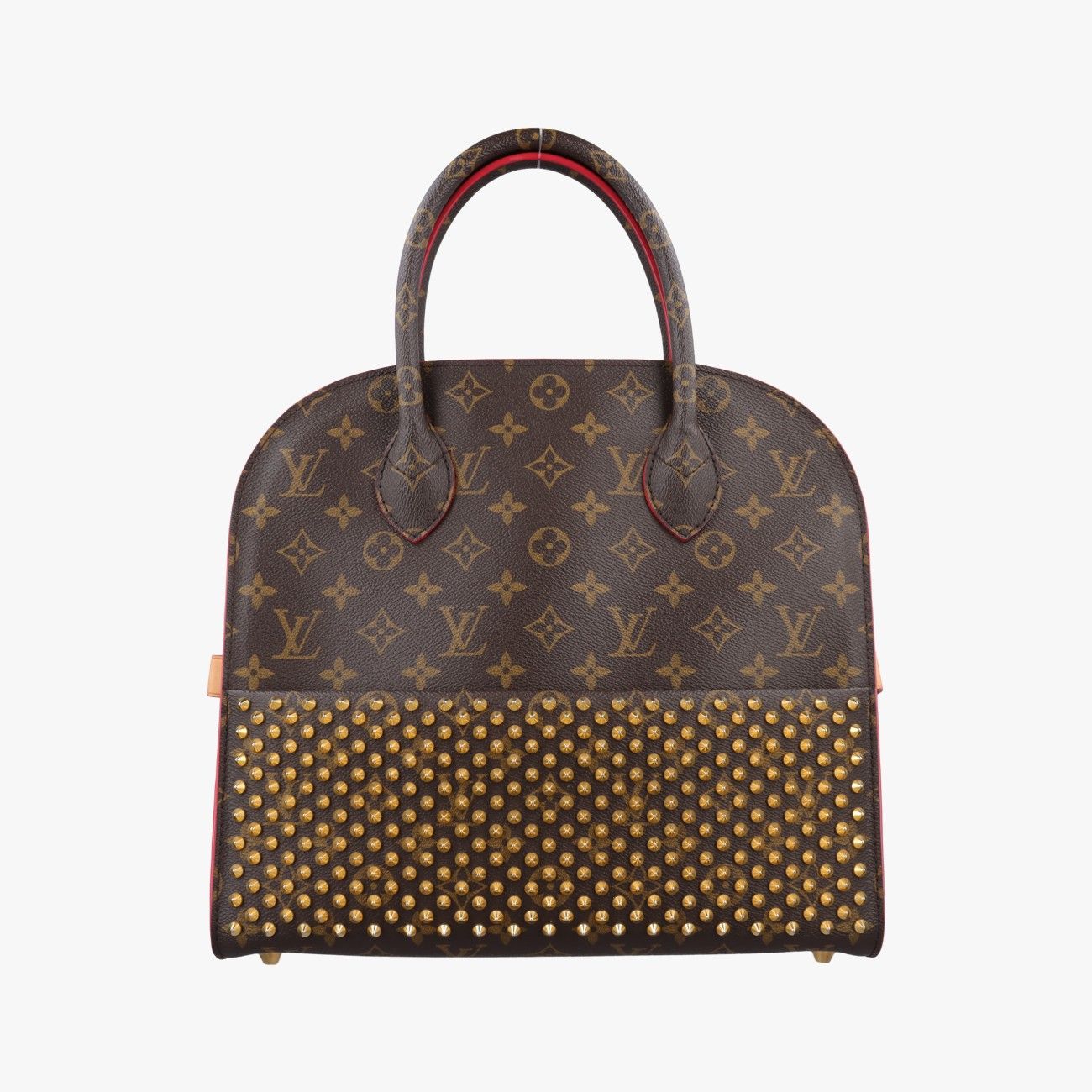 Louis Vuitton Monogram Studs Icon Brown Red Beige Canvas Calf Leather Hair