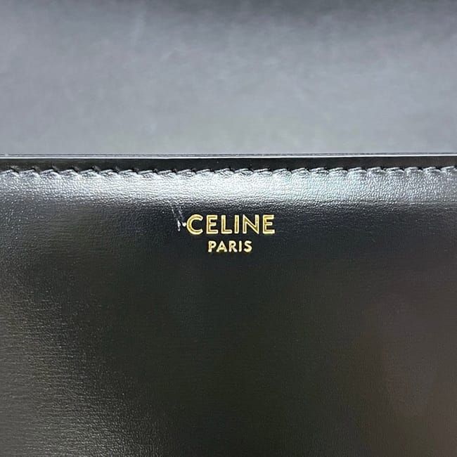 Celine Shoulder Bag Classic Calf Triomphe Leather Black — view 5