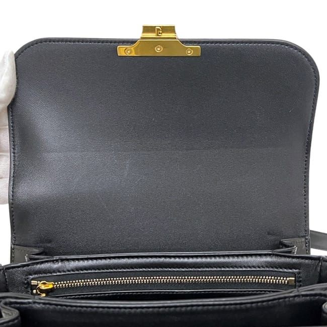 Celine Shoulder Bag Classic Calf Triomphe Leather Black — view 4
