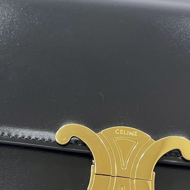 Celine Shoulder Bag Classic Calf Triomphe Leather Black — view 8