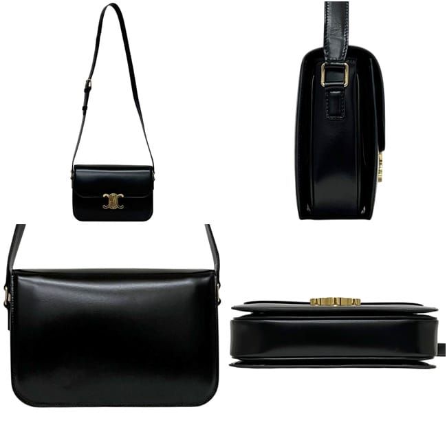 Celine Shoulder Bag Classic Calf Triomphe Leather Black — view 2