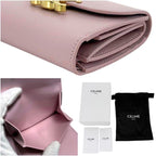Celine Trifold Wallet Small Flap Triomphe Leather Shiny Calf Skin Pink Compact — view 5
