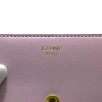 Celine Trifold Wallet Small Flap Triomphe Leather Shiny Calf Skin Pink Compact — view 6