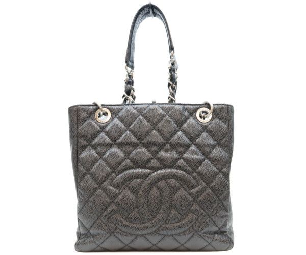 Chanel Black Caviar Silver Petite Shopping Tote PST
