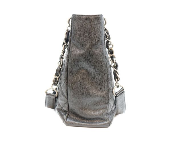 Chanel Black Caviar Silver Petite Shopping Tote PST — view 4