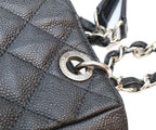 Chanel Black Caviar Silver Petite Shopping Tote PST — view 7