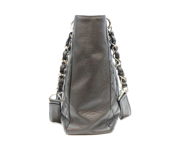 Chanel Black Caviar Silver Petite Shopping Tote PST — view 2