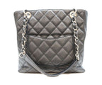 Chanel Black Caviar Silver Petite Shopping Tote PST — view 3