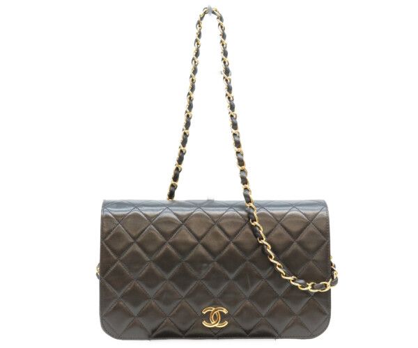 Chanel Black Lamb Full Flap Push Lock Quilted 23