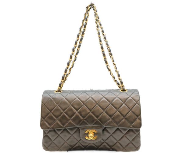 Chanel Black Lamb Gold Quilted 25 Shoulder