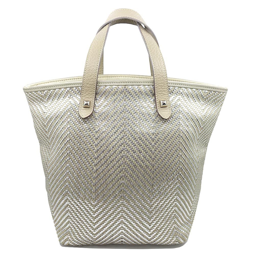 Hermes Bag Cabas Chennai PM Beige Silver M Toki Polyester Leather — view 3