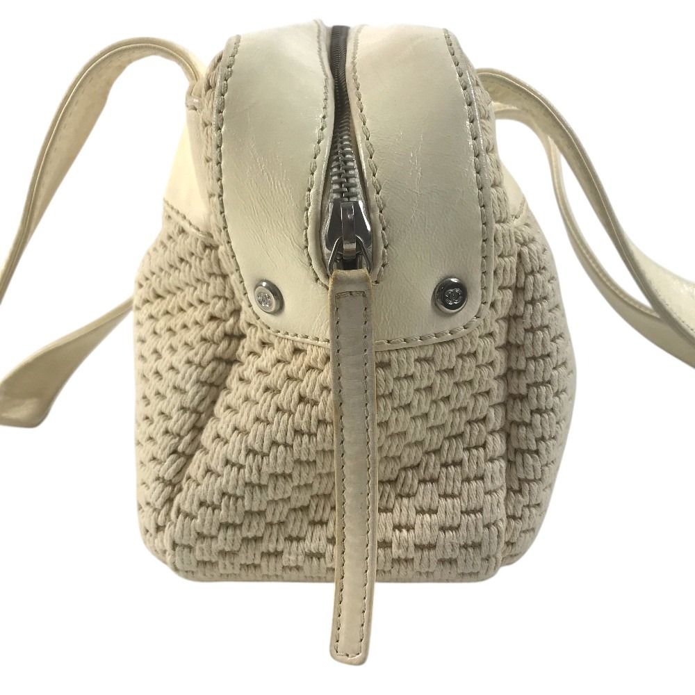 Chanel Shoulder Bag Logo Leather Canvas Beige — view 4