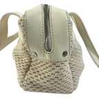 Chanel Shoulder Bag Logo Leather Canvas Beige — view 3