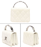 Chanel Mini Chain Shoulder Bag Clutch Crossbody Silver Quilted Caviar Leather — view 2