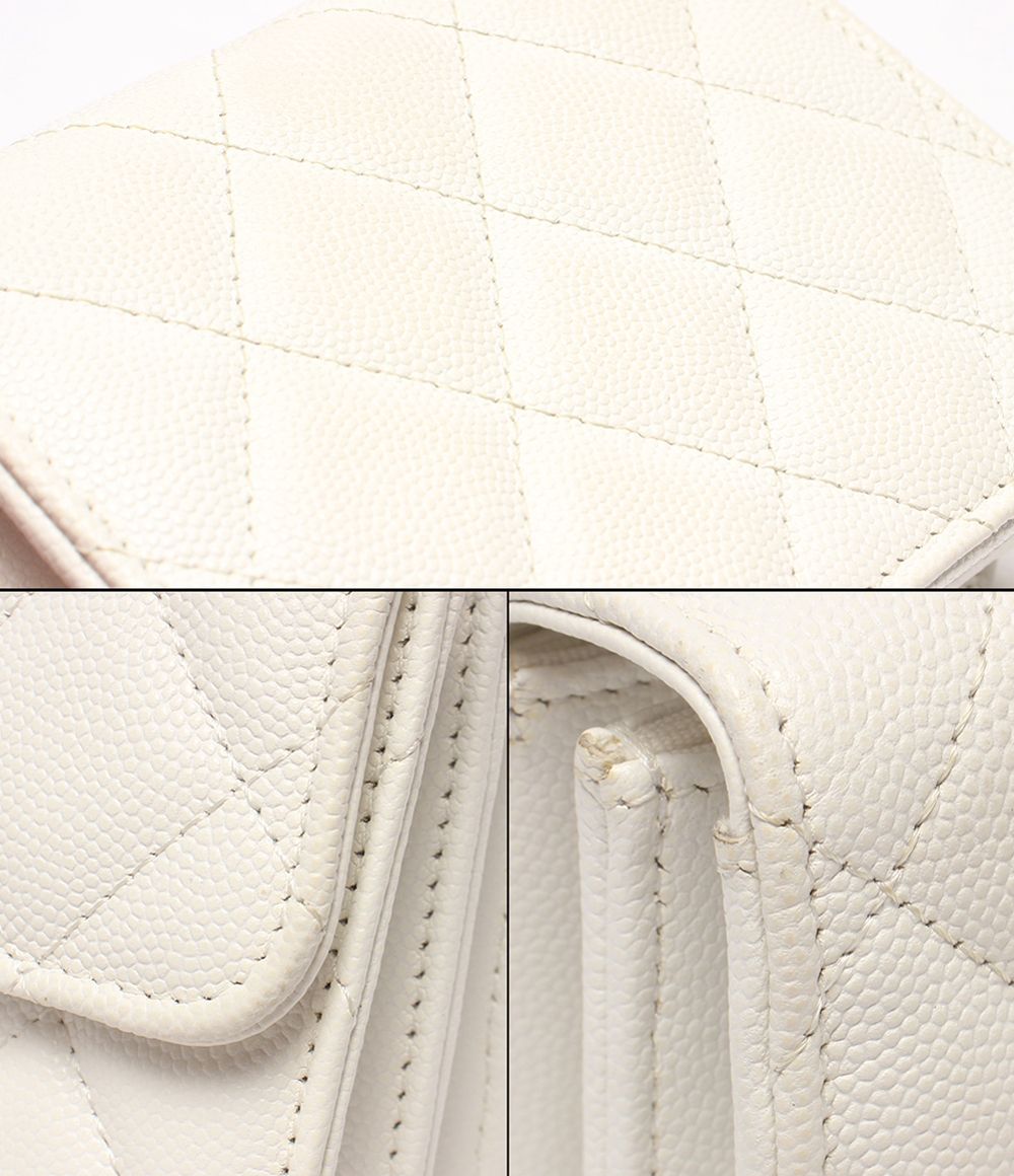 Chanel Mini Chain Shoulder Bag Clutch Crossbody Silver Quilted Caviar Leather — view 6
