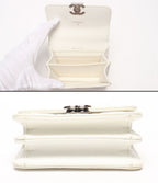 Chanel Mini Chain Shoulder Bag Clutch Crossbody Silver Quilted Caviar Leather — view 3