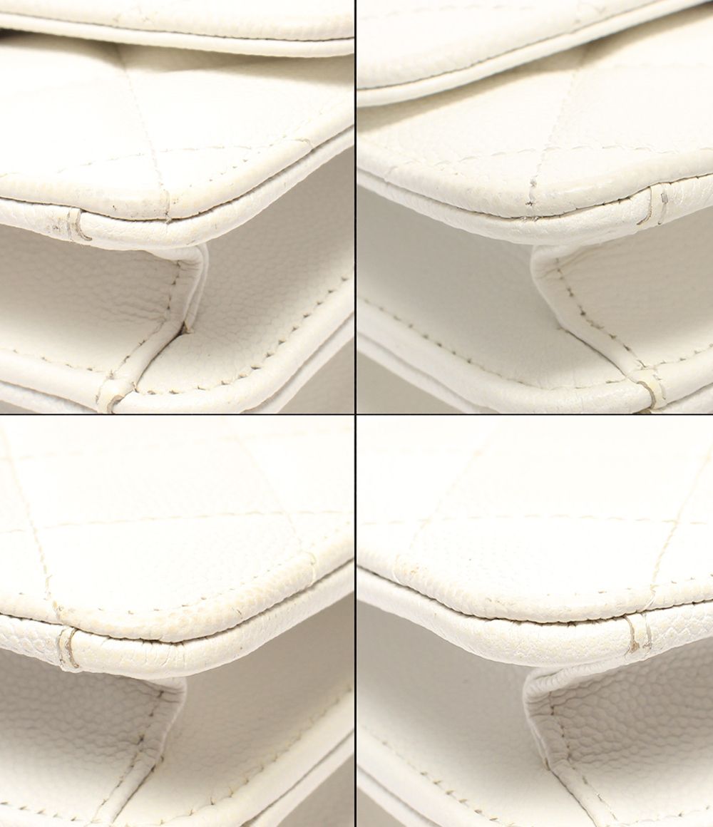Chanel Mini Chain Shoulder Bag Clutch Crossbody Silver Quilted Caviar Leather — view 5