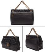 Chanel 2-Way Chain Shoulder Bag Gold Quilted Caviar Leather — view 2
