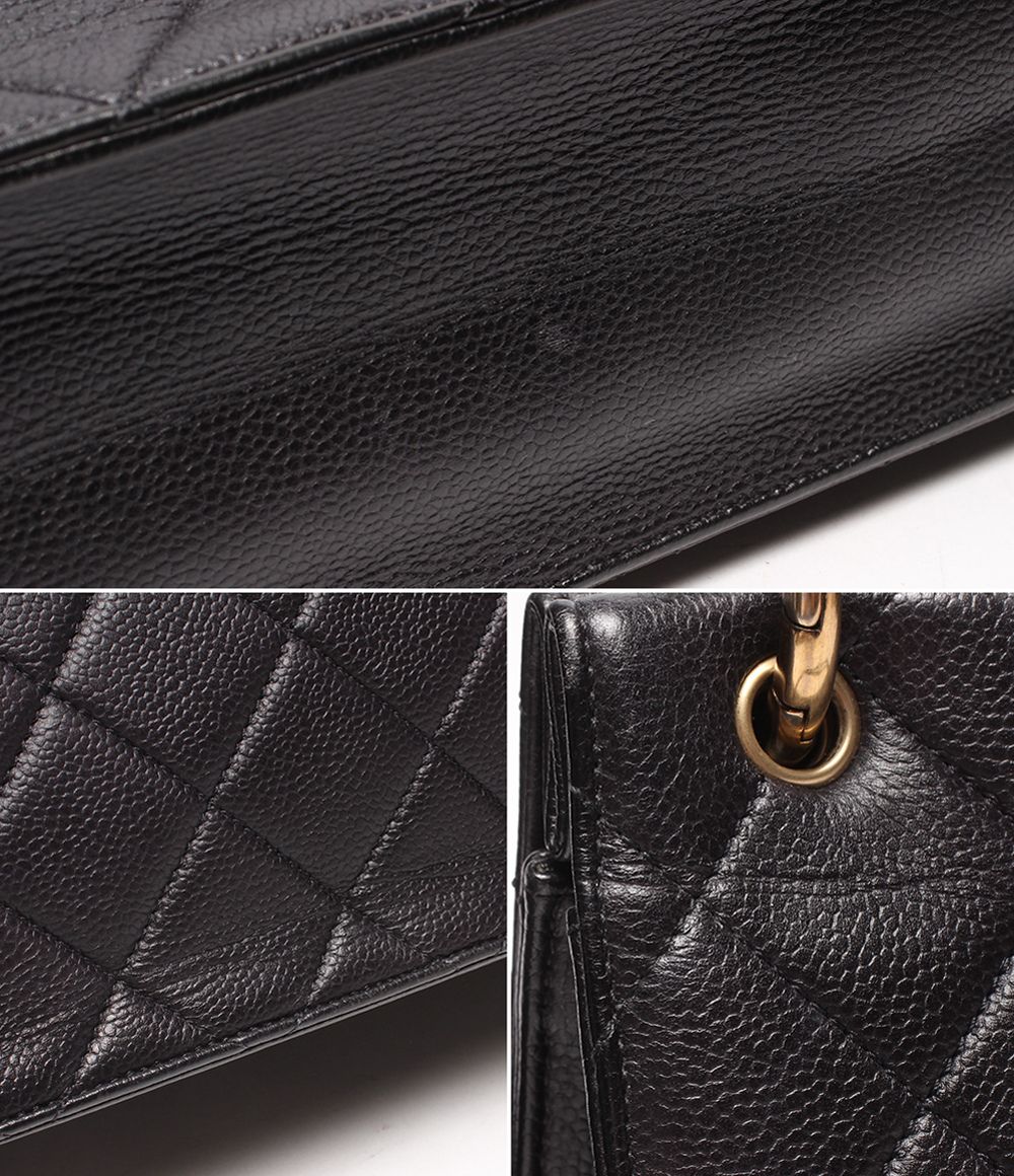 Chanel 2-Way Chain Shoulder Bag Gold Quilted Caviar Leather — view 7