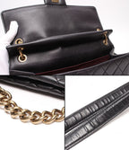 Chanel 2-Way Chain Shoulder Bag Gold Quilted Caviar Leather — view 6