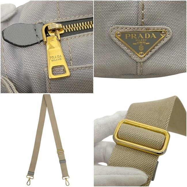 Prada Tote 2-Way Canapa 180 Canvas Gray — view 6