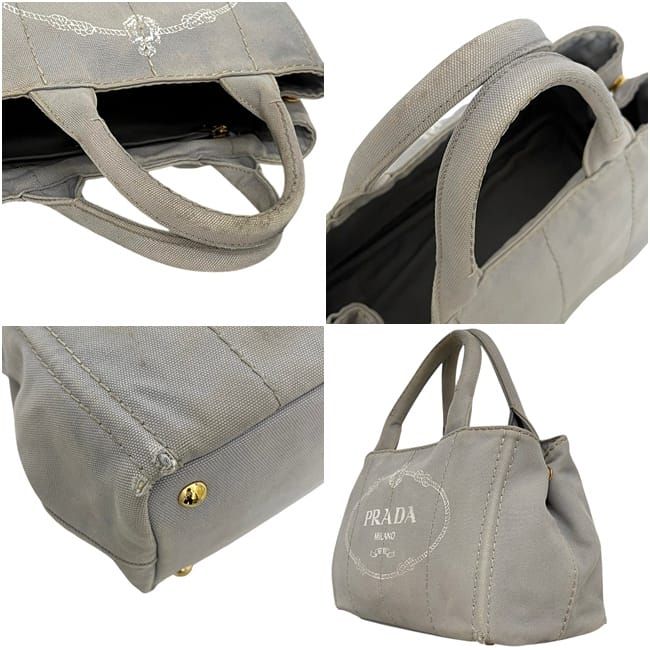 Prada Tote 2-Way Canapa 180 Canvas Gray — view 8