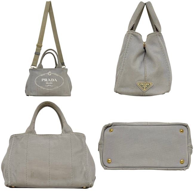Prada Tote 2-Way Canapa 180 Canvas Gray — view 2