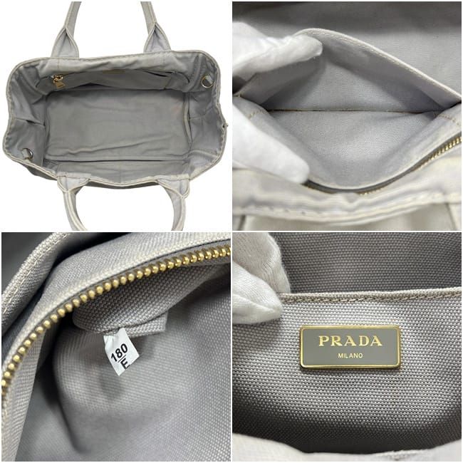 Prada Tote 2-Way Canapa 180 Canvas Gray — view 3