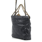 Chanel Handbag 22 Mini CC Logo Shiny Calf Leather 2-Way Shoulder Black — view 2