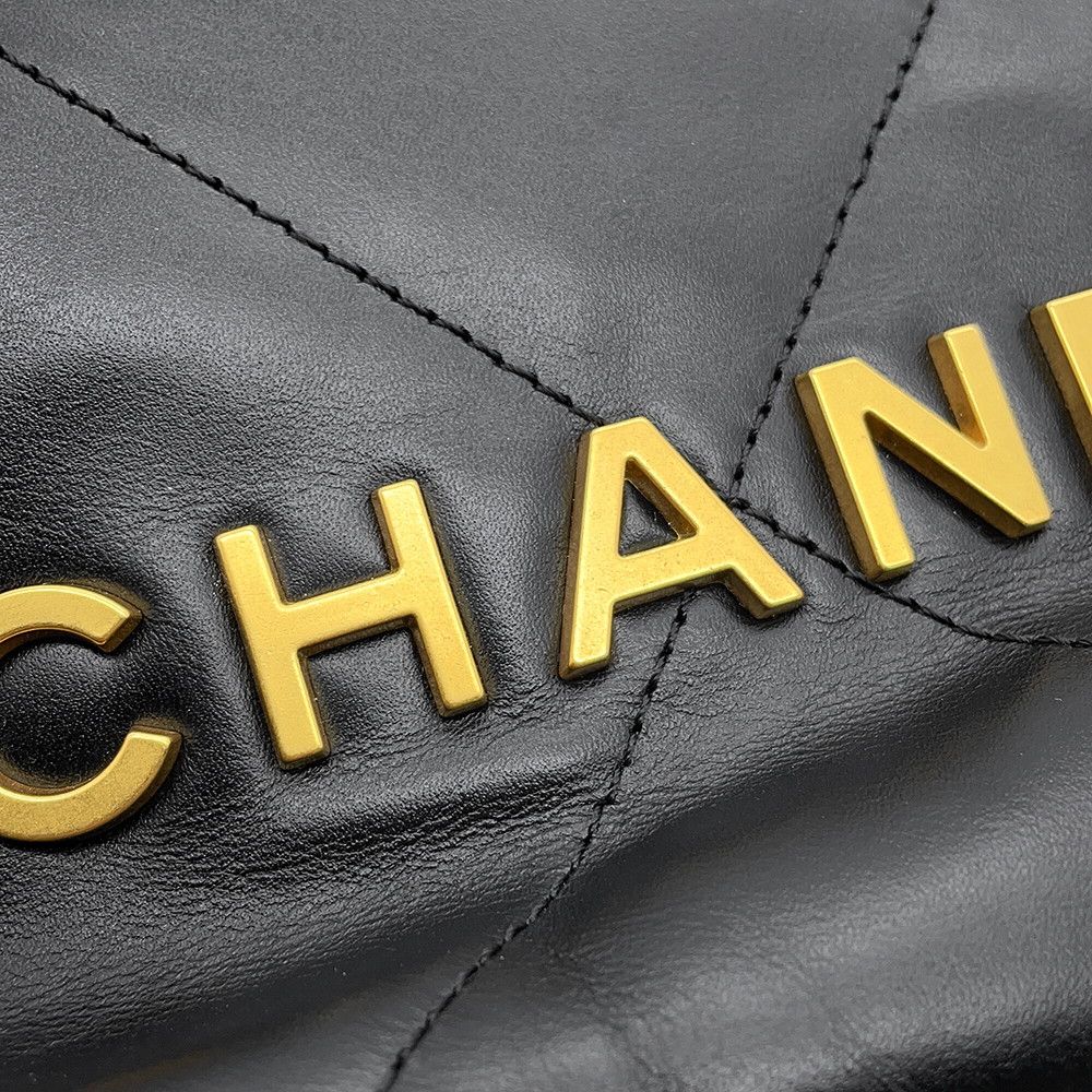 Chanel Handbag 22 Mini CC Logo Shiny Calf Leather 2-Way Shoulder Black — view 7