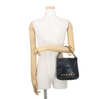 Chanel Handbag 22 Mini CC Logo Shiny Calf Leather 2-Way Shoulder Black — view 4
