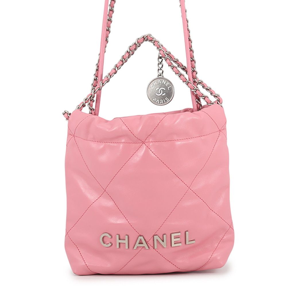 Chanel 22 Mini CC Logo Shiny Calfskin 2-Way Shoulder