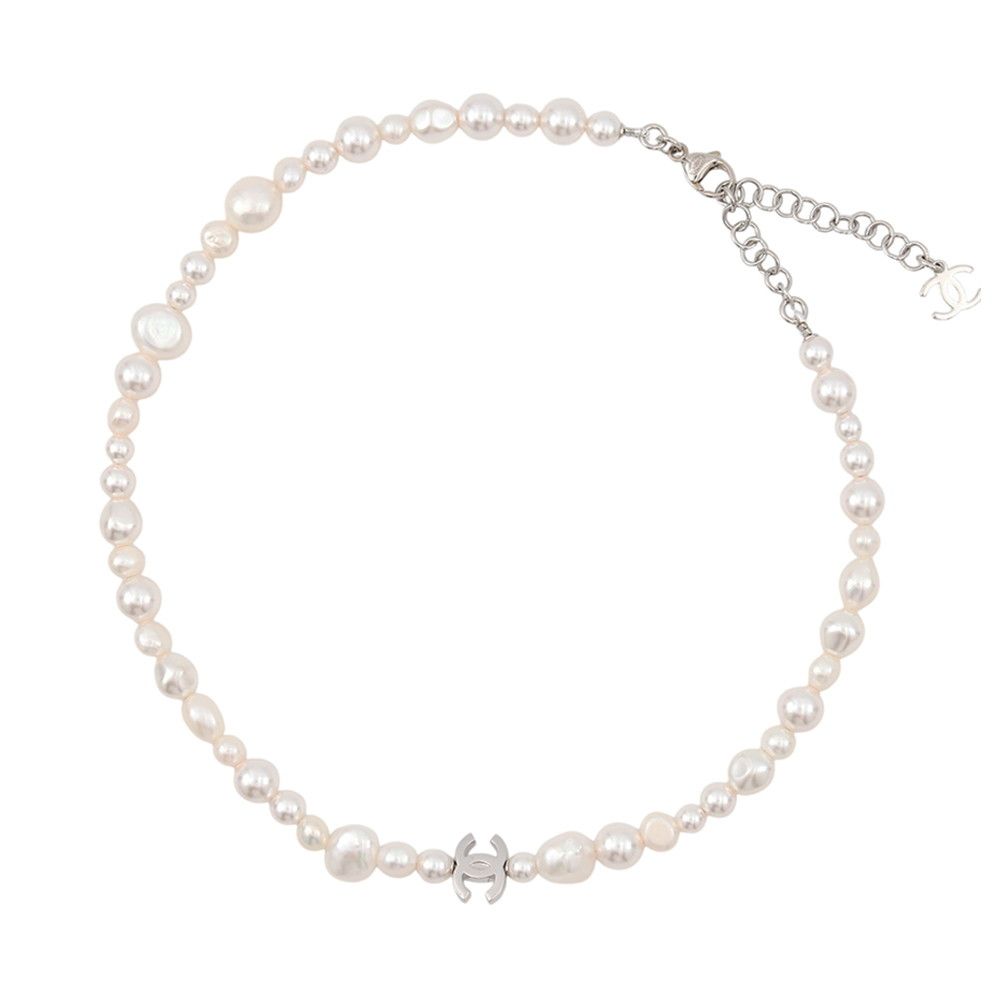 Chanel Necklace Faux Pearl CC Logo