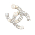Chanel Brooch CC Logo Rhinestone Faux Pearl Metal 17k