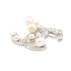 Chanel Brooch CC Logo Rhinestone Faux Pearl Metal 17k — view 2
