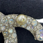 Chanel Brooch CC Logo Rhinestone Faux Pearl Metal 17k — view 7