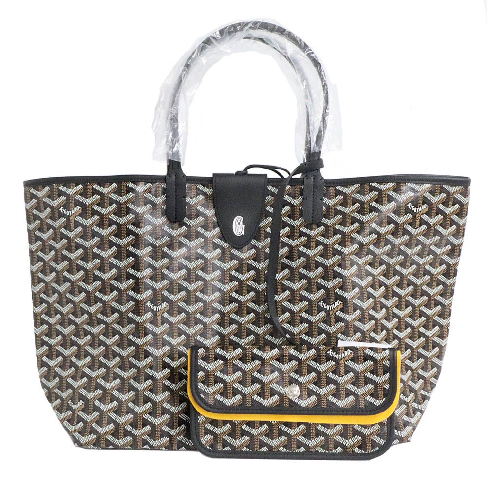 Goyard Saint Louis PM Black Tote Din Canvas Leather with Clip